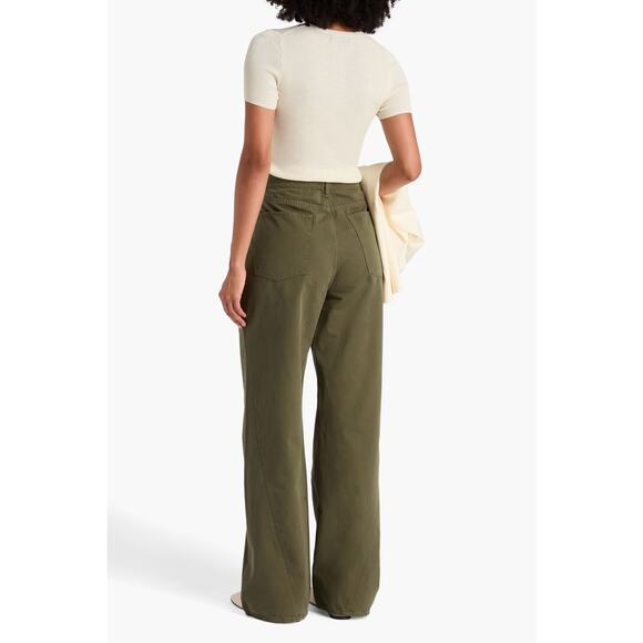 Anine Bing Briley high-rise wide leg twill green trousers size 31 - Picture 2 of 7